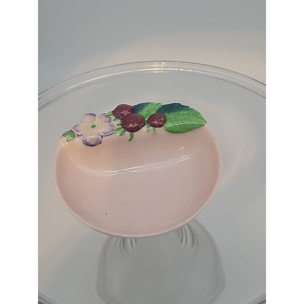 Vtg Carlton Ware Pink Trinket/Soap dish-Berries Violets Flower Australian Design